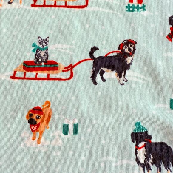 Cozy Knit Pajama Bottoms Lands End Holiday Dogs Cats Women XS Christmas Sleds - Picture 7 of 7